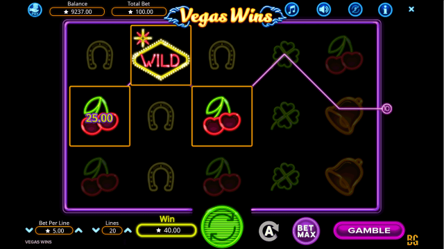 Игровой интерфейс Vegas Wins 9