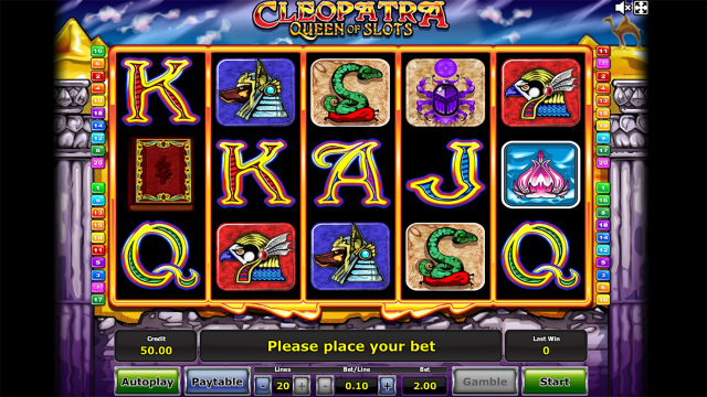 Игровой интерфейс Cleopatra Queen Of Slots 5