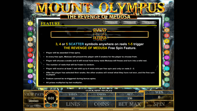 Игровой интерфейс Mount Olympus - Revenge Of Medusa 4
