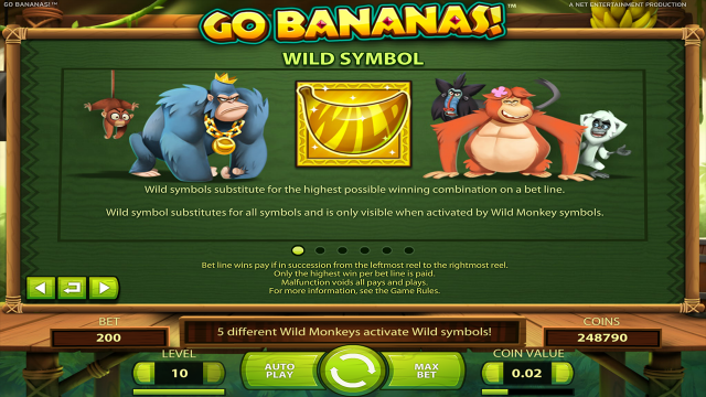 Характеристики слота Go Bananas! 1