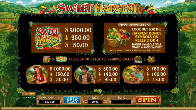 Бонусная игра Sweet Harvest 7
