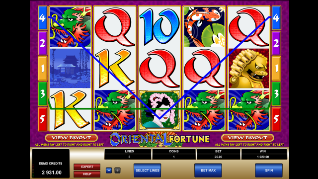 Игровой интерфейс Oriental Fortune 9