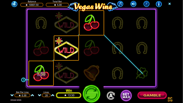 Игровой интерфейс Vegas Wins 2